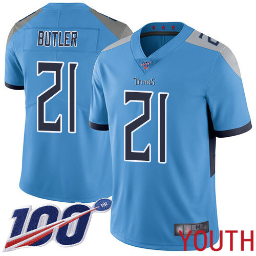 Tennessee Titans Limited Light Blue Youth Malcolm Butler Alternate Jersey NFL Football #21 100th Season Vapor Untouchable->youth nfl jersey->Youth Jersey